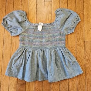 Gap Chambray Peplum Top NWT